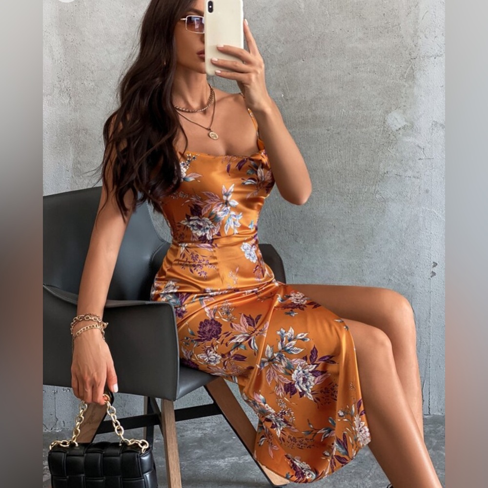 Satin Cami Floral Dress